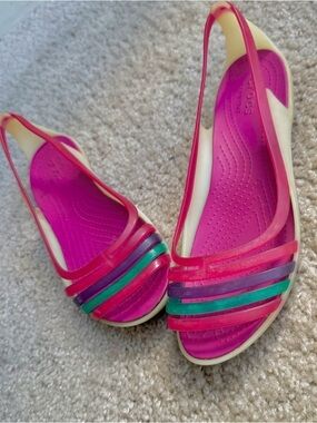 Crocs Women’s Colorblock Slingback Sandals Size 8 – Pink Multi Comfort Flats